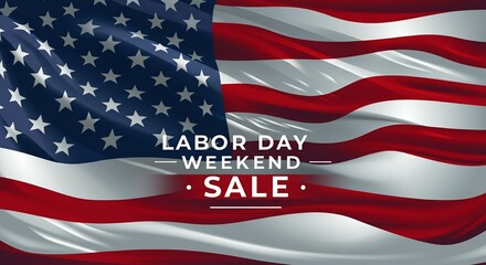 Labor day weekend sale banner with American flag background
