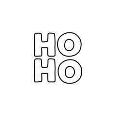 Minimalist vector line art illustration with Ho Ho Christmas lettering. Hand-drawn festive text design perfect for holiday cards, banners, posters, and seasonal decoration.