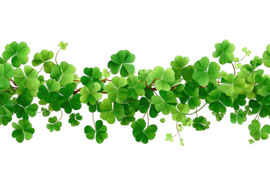 Horizontal band of lush clover leaves