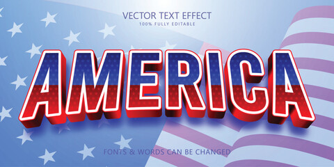 America editable text effect, 3d text style