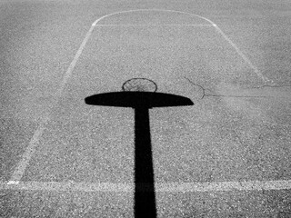 Shadow of Basketball Hoop on Urban Ghetto Court Texture Aspalt Ground