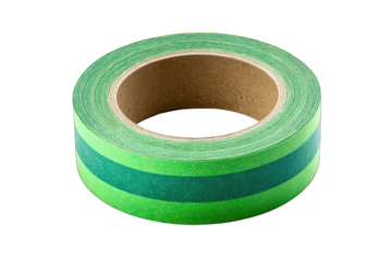 Rolled green tape with dark green stripes