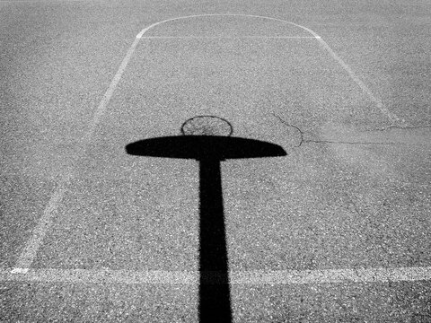 Shadow of Basketball Hoop on Urban Ghetto Court Texture Aspalt Ground