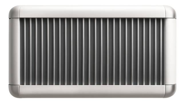Bimetallic radiator with rounded edges and a low profile for placement beneath large windows in a cottage.