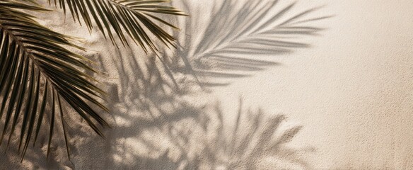 Obraz premium The Shadows of Palm Leaves Dancing on a Textured Wall