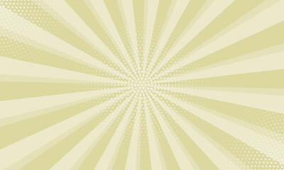 Radiant yellow background. Pop art comic book background. Sunburst yellow background with radial lines and halftone dots. 