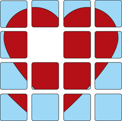 vector illustration design icon logo symbol abstract puzzle mosaic love as mascot of affection