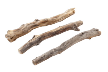 Three weathered driftwood branches, overlapping