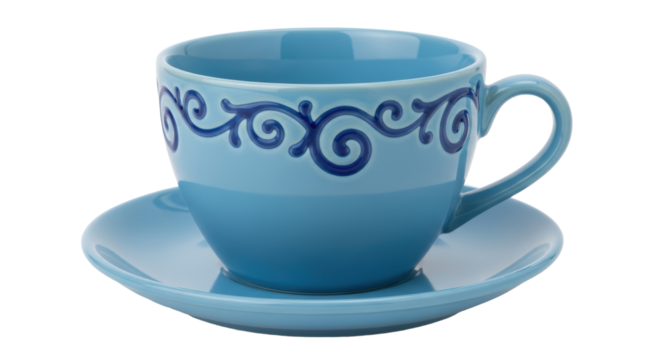 Isolated Blue Tea Cup and Saucer