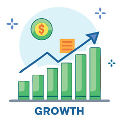 Financial success and investment growth chart illustration for business and economy concepts
