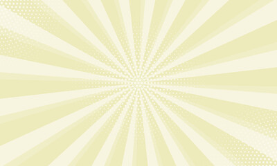 Radiant yellow background. Pop art comic book background. Sunburst yellow background with radial lines and halftone dots. 