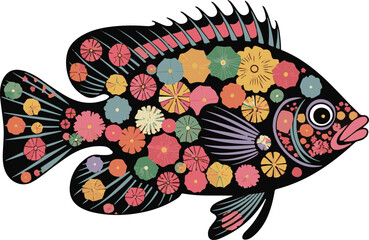 Vibrant school of colorful tropical fish swimming in clear ocean water