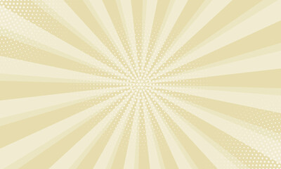 Radiant yellow background. Pop art comic book background. Sunburst yellow background with radial lines and halftone dots. 