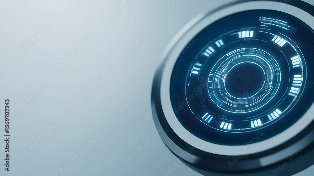 Poster futuristic circular interface with glowing elements and modern technology background for digital con