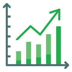 Fototapeta premium Green growth chart diagram showing upward trend for business finance and market performance analysis