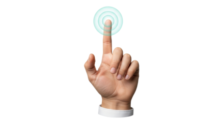 Isolated Hand Touching Virtual Button