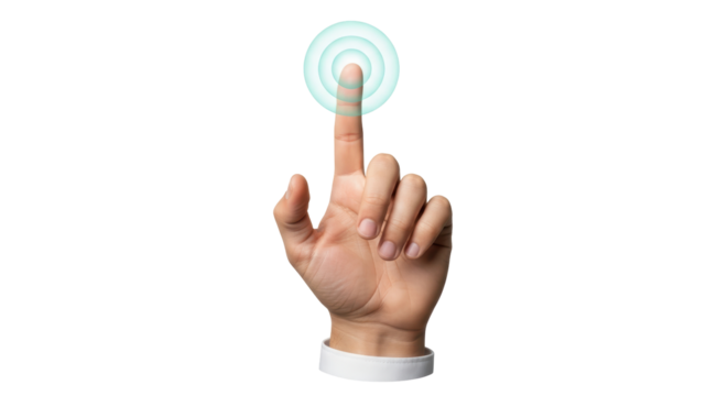 Isolated Hand Touching Virtual Button