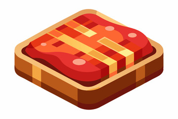 Cartoon Raw Steak Illustration with Marbled Red Meat and Bold Outline