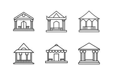 Fototapeta premium veranda layout icon line art vector illustration