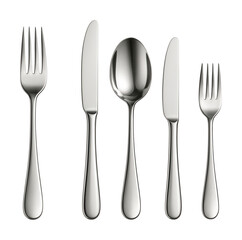 Cutlery set with a sleek stainless steel finish, perfect for a modern apartment dining room.