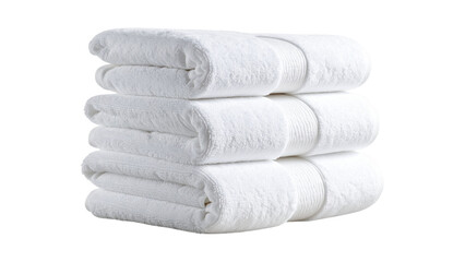 Plush white towel folding elegantly, showcasing pristine softness and premium quality on clean transparent surface
