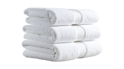 Plush white towel folding elegantly, showcasing pristine softness and premium quality on clean transparent surface
