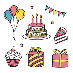 birthday icon set 