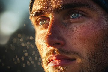 Generative AI image of smiling athletes during individual or group fitness training session including gym coach and mixed gender outdoor workouts