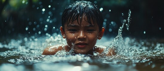 Boy Swimming in Water