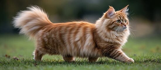 Orange Cat Walking on Grass