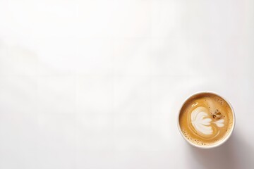 Hot Coffee with Latte Art on a Plain White Background