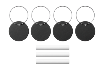 Chalkboard wine glass markers that allow you to write guests' names, perfect for a casual get-together on a home patio.