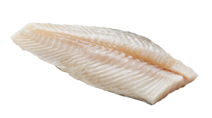 Fresh raw fish fillet isolated on transparent background for cooking