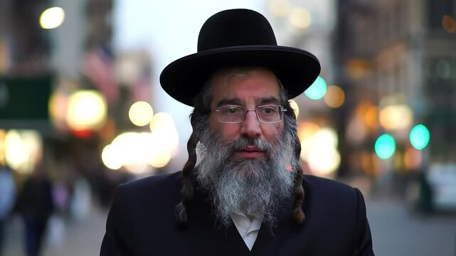 Orthodox Jewish Rabbi in Urban Setting A Glimpse into Modern Faith