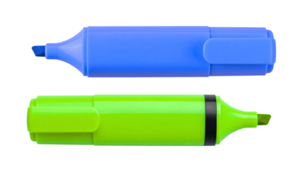 Colourful highlighter pen isolated on transparent background, perfect for adding a touch of color to your designs