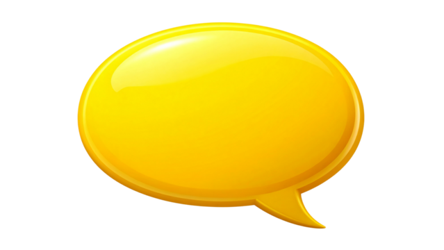 Yellow speech bubble, transparent background