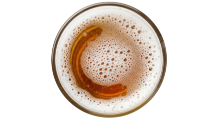 Isolated Top View of Beer in Glass