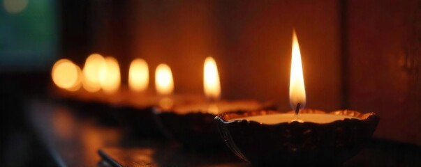 Flickering Candlelight Warm Ambient Glow on Ornate Candlestick, Perfect for Spirituality, Meditation, and Relaxation Themes