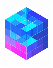 Obraz premium Abstract Isometric Cube with Gradient Colors