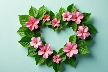 Serene Heart-Shaped Leaf and Flower Arrangement Peaceful Meditation and Wellness Image