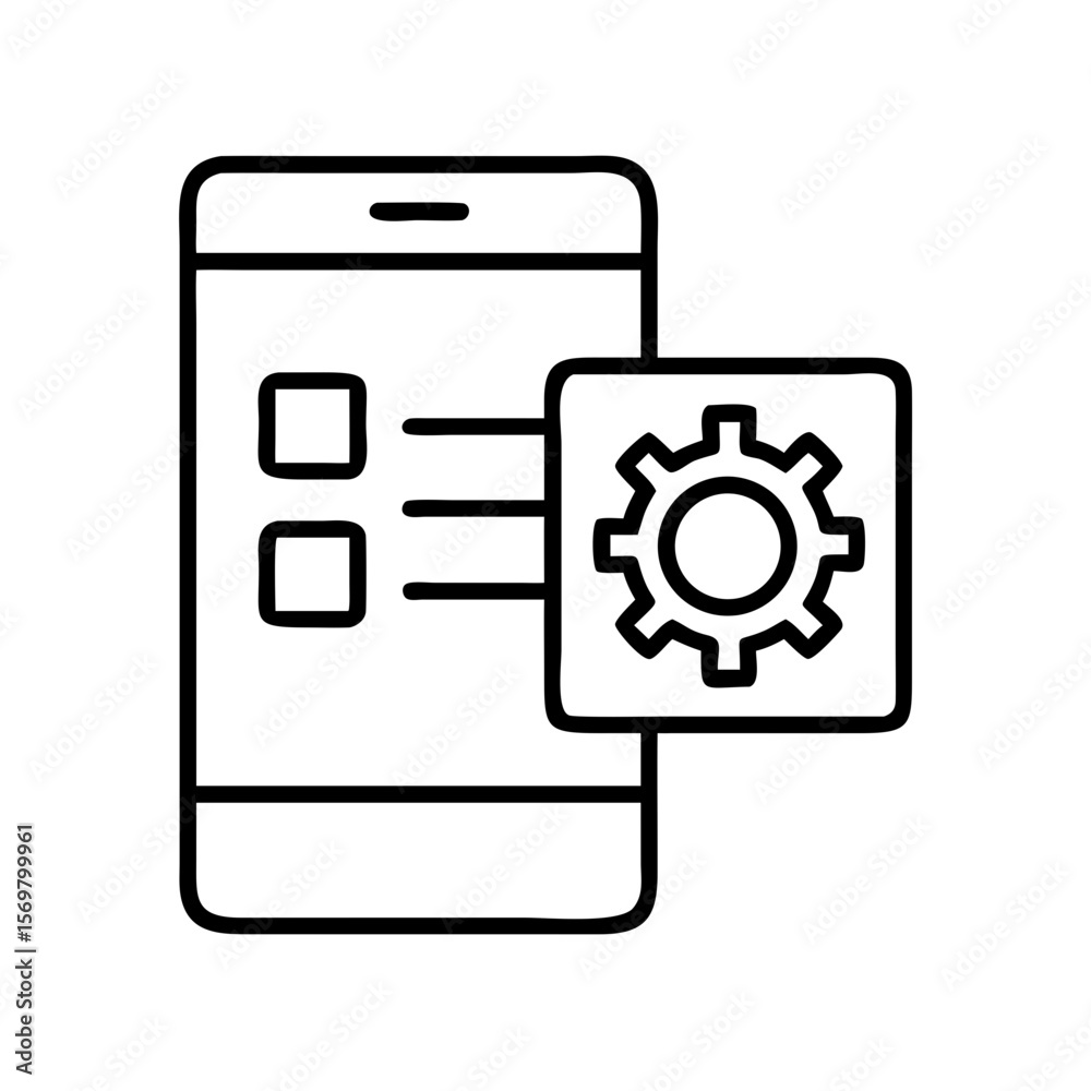 Poster Mobile app development settings configuration icon for user interface and experience design project