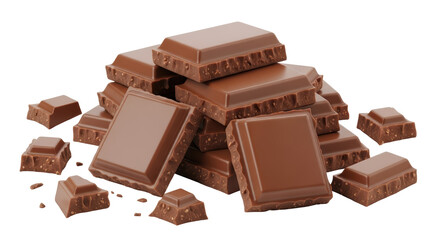 Isolated Chocolate Pieces Stack