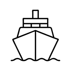 Outline drawing of a cargo ship boat vessel freighter tanker on the sea ocean travel transport