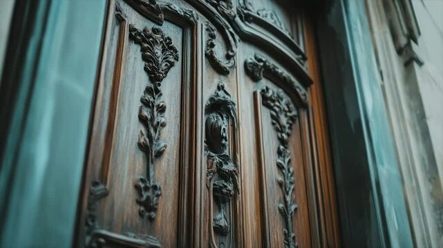 Ornate Wooden Door with Intricate Carvings