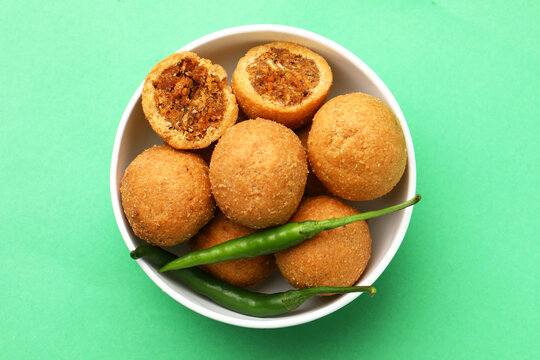 Spicy Dry kachori or crunchy balls filled with spicy dry chutney traditionally authentic Rajisthani and Gujrati.