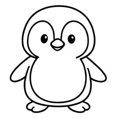 Obraz premium Cute Cartoon Penguin Coloring Page for Kids – Adorable Arctic Bird Outline for Creative Fun