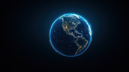 Glowing Earth Globe with Network Connections on Dark Background for Technology Concepts