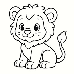 Fototapeta premium Adorable Cartoon Lion Cub Coloring Page