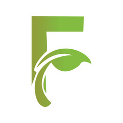 Abstract letter f green leaf logo