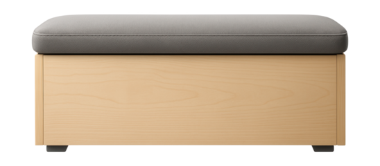 Under-bed storage chest with a padded lid that doubles as a bench for additional seating in a studio apartment.